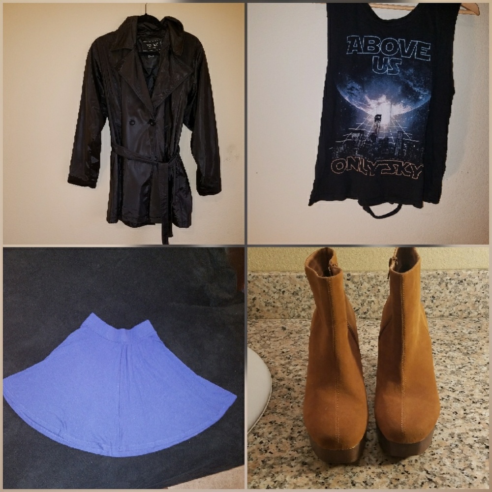Outfit bundle!Skirt, booties, Tank & Overcoat+gift